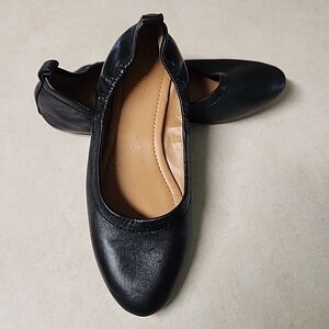 J. Crew Women's Lizzie Black Leather Ballet Shoes Comfort Flats Size 8M